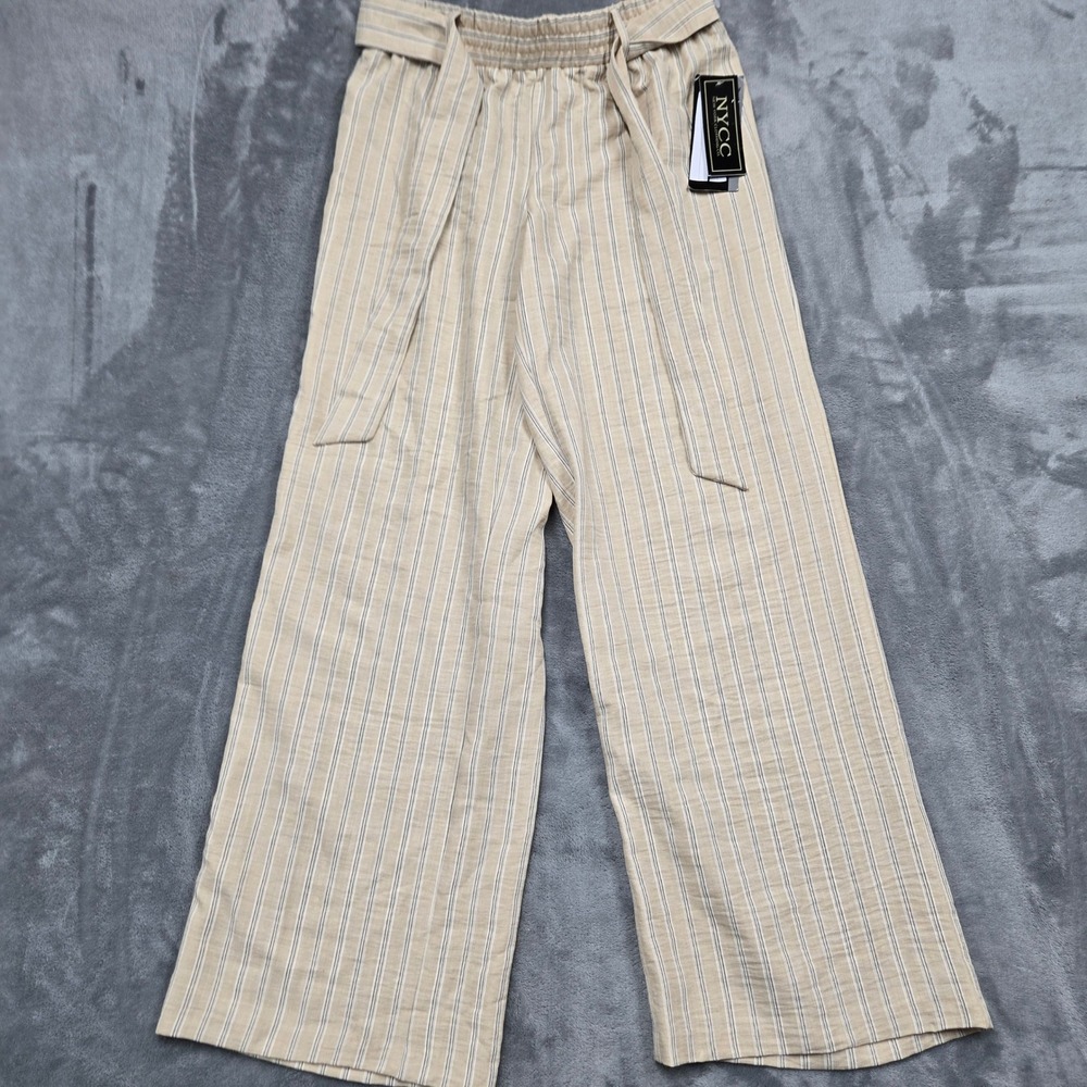 NYCC New York Clothing Co Tan Striped Wide Leg Pants Womens Size Small 30x30 NEW